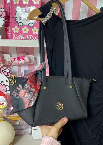 Kadın Siyah Deri Fermuarlı Omuz Çantası - Görsel 2