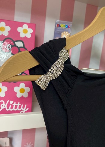 Siyah Drapeli Uzun Kadın Elbise - Görsel 3