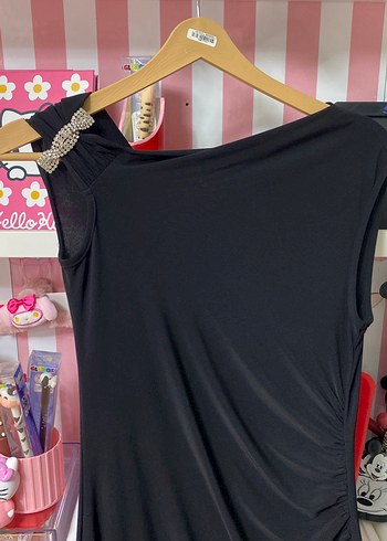 Siyah Drapeli Uzun Kadın Elbise - Görsel 2