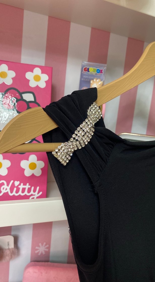 Siyah Drapeli Uzun Kadın Elbise - Görsel 3