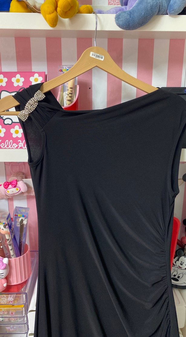 Siyah Drapeli Uzun Kadın Elbise - Görsel 2