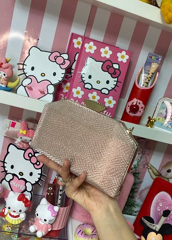 Pembe Parlak Yılan Desenli Kadın Portföy Çanta - Görsel 3