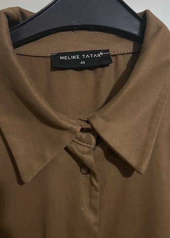Püsküllü Kahverengi Süet Kadın Gömlek - Görsel 2