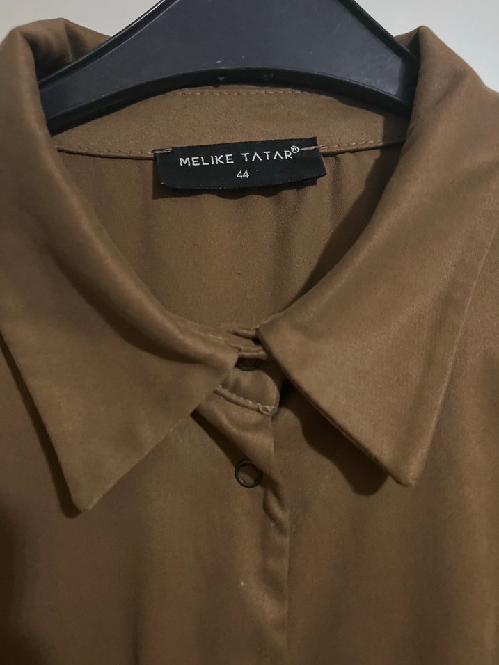 Püsküllü Kahverengi Süet Kadın Gömlek - Görsel 2