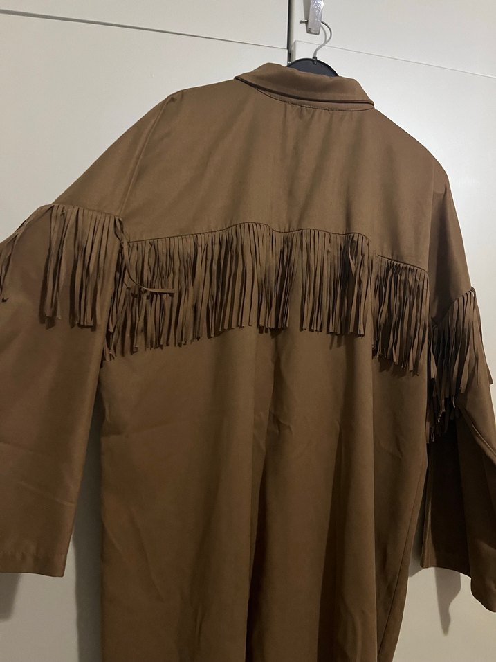 Püsküllü Kahverengi Süet Kadın Gömlek - Görsel 5