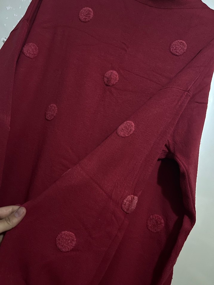 Bordo Puantiyeli Uzun Kollu Bohem Tunik - Görsel 2