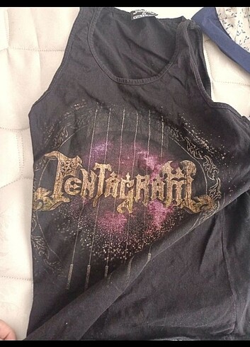 Pentagram sıfır kol t shirt