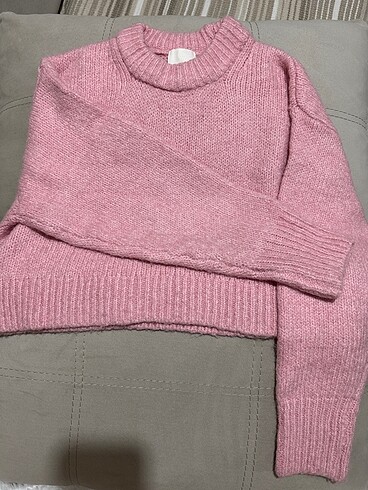 H&M Toz pembe kısa kazak s beden
