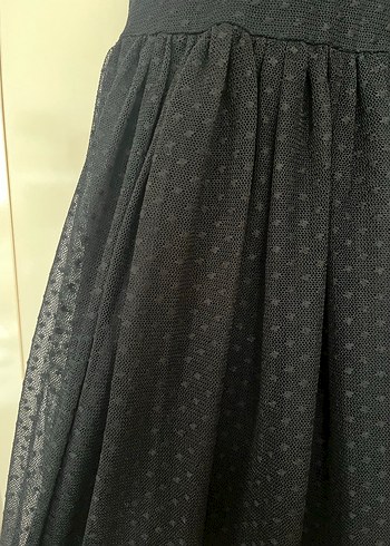 Siyah Midi Fırfırlı Siyah Elbise - Görsel 3