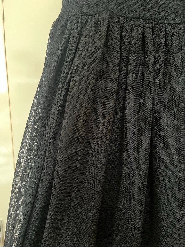 Siyah Midi Fırfırlı Siyah Elbise - Görsel 3