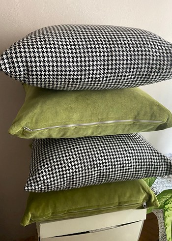 Modern Klasik Yeşil ve siyah beyaz Yastık - Görsel 2