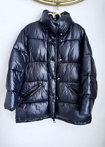 Siyah Düğmeli Kadın Kışlık Mont - Görsel 2