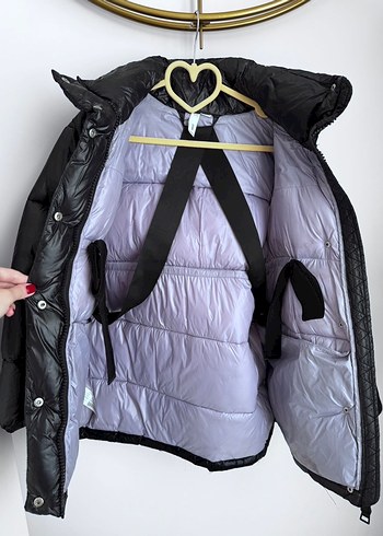 Siyah Düğmeli Kadın Kışlık Mont - Görsel 5