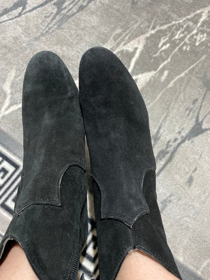 Siyah Süet Kemerli Blok Topuk Bot - Görsel 2