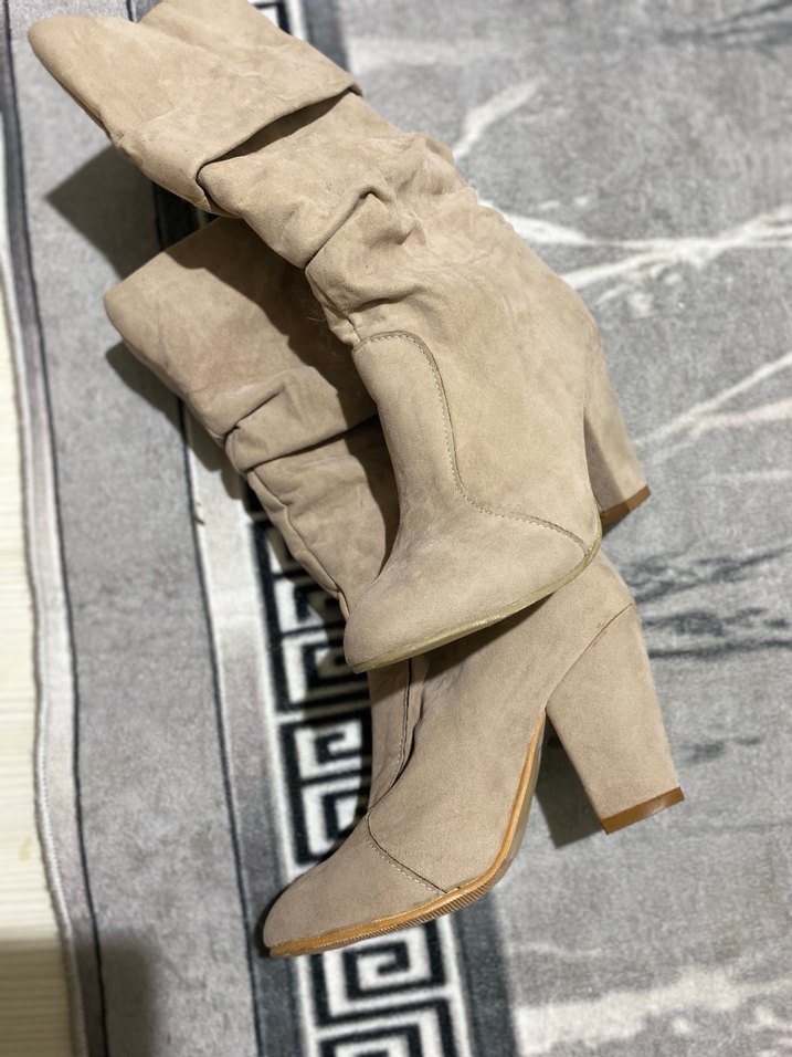 Bej Süet  Kadın  Bot - Görsel 4