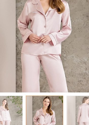 Suwen Pierre Cardin Pembe Saten Biyeli Pijama Takımı