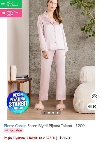 Pierre Cardin Pembe Saten Biyeli Pijama Takımı