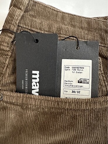 Mavi Jeans Mavi Marka Kahverengi Haki Kadife Pantolon YENİ ETİKETLİ