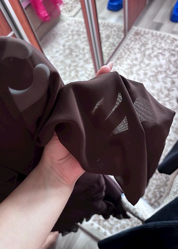 s Beden kahverengi Renk Uzun Kollu Acı Kahve Fırfırlı Gotik Abiye Elbise