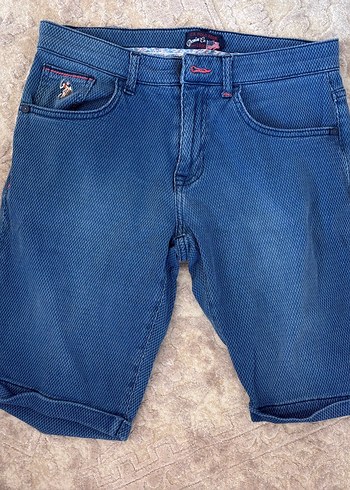 Düğmeli Mavi Erkek Denim Mini Şort