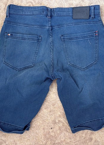 m Beden Düğmeli Mavi Erkek Denim Mini Şort