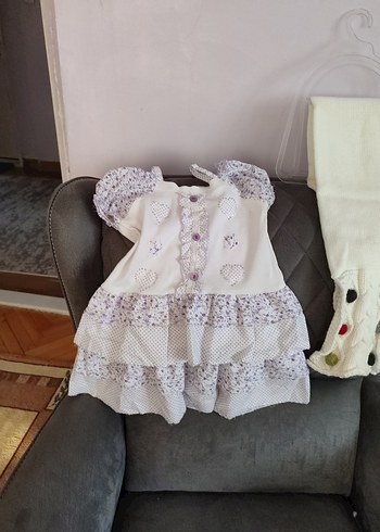3 Yaş Beden beyaz Renk Gri Nakışlı Beyaz Bebek Kız Takımı