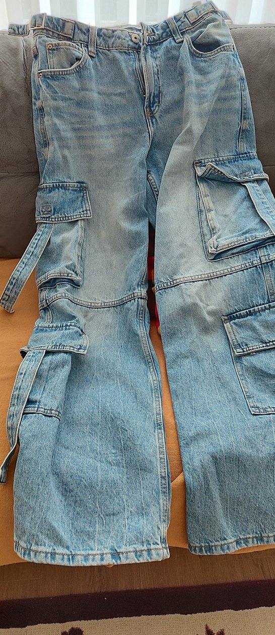 Bershka Düğmeli Mavi Rahat Kesim Jean - Görsel 3