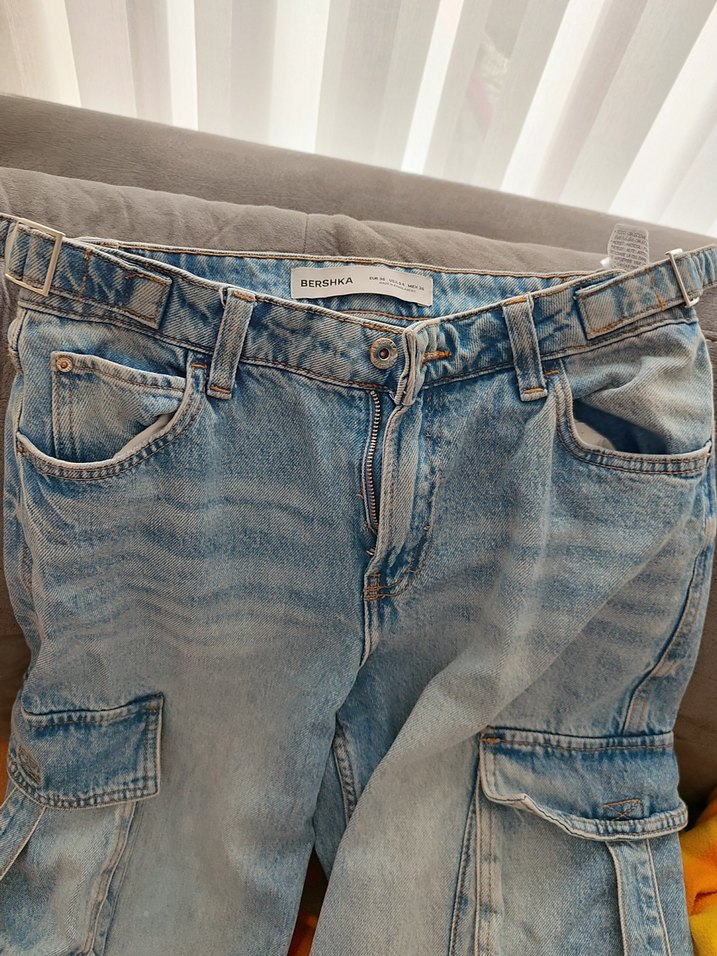 Bershka Düğmeli Mavi Rahat Kesim Jean - Görsel 2