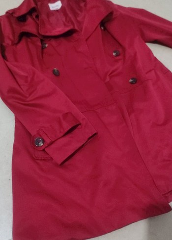 Bordo Düğmeli Kadın Midi Trençkot - Görsel 4