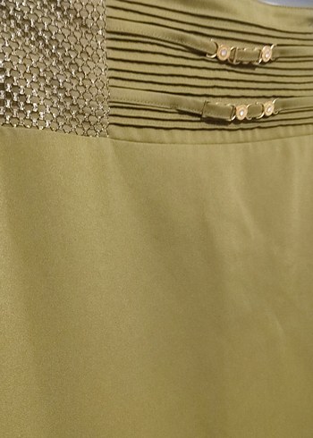 Drapeli Uzun Haki Kadın Etek - Görsel 2