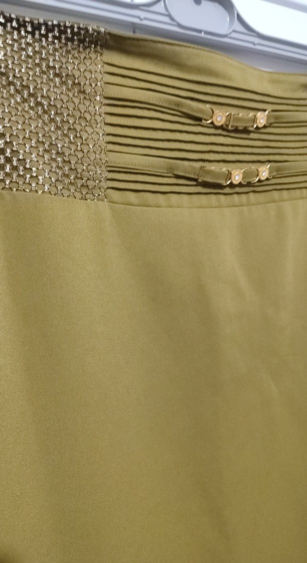 Drapeli Uzun Haki Kadın Etek - Görsel 2