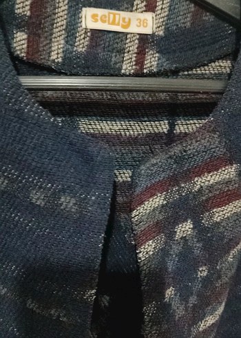 Bohem Tarzı Uzun Gri Triko hırka - Görsel 2