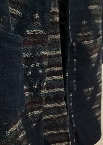 Bohem Tarzı Uzun Gri Triko hırka - Görsel 3