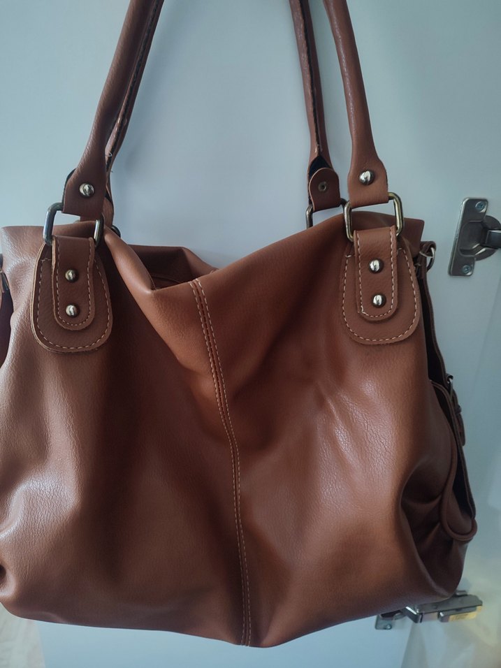 Düğmeli Kahverengi Kadın Çanta - Görsel 3