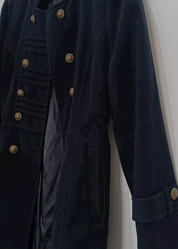 Düğmeli lacivert Kadın Kaban - Görsel 3