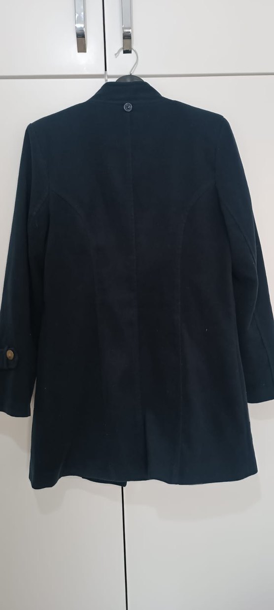 Düğmeli lacivert Kadın Kaban - Görsel 2