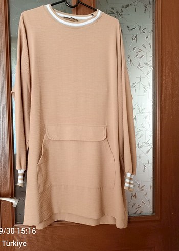 Bej Uzun Kollu Salaş Tunik