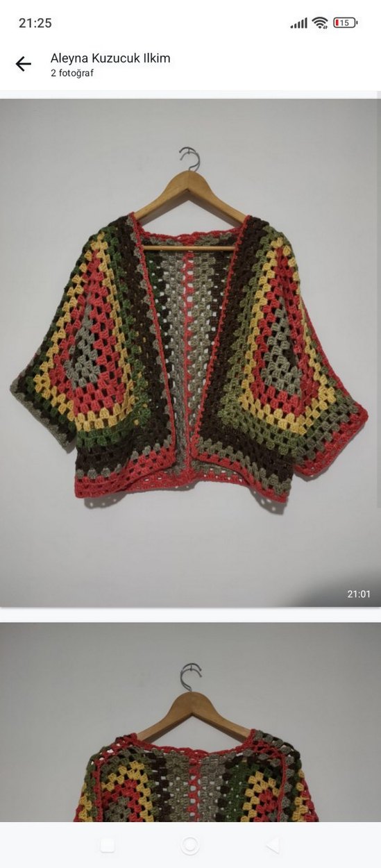 bohem Desenli Örgü Kadın Hırka el emeği - Görsel 3