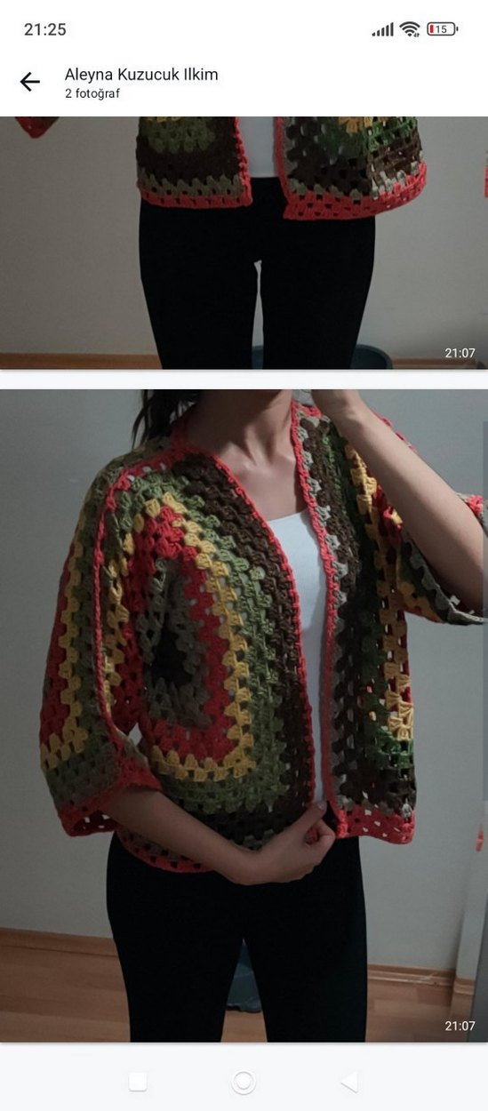 bohem Desenli Örgü Kadın Hırka el emeği - Görsel 4