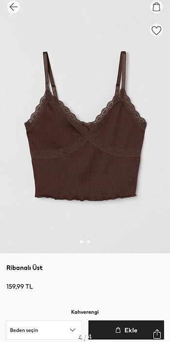 xl Beden kahverengi Renk Dantel Detaylı Crop Top