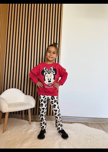 Minnie Mouse Minnie leoparlı taytlı takım 7-8 yaş