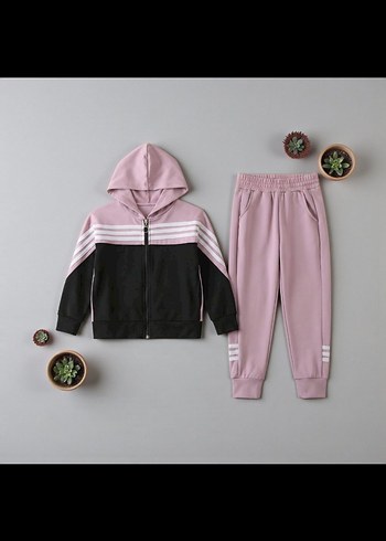 Kız Çocuk Kapüşonlu Fermuarlı Eşofman Takımı 13-14 yaş - Görsel 2