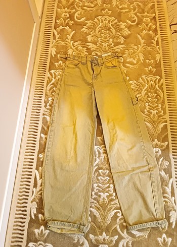 Bershka Acik Bej Rahat Kesim Denim Pantolon