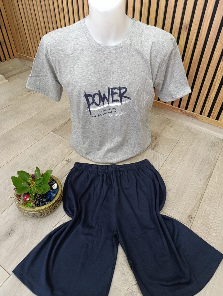 Gri Baskılı Kısa Kollu Erkek Pijama Takımı - Görsel 2