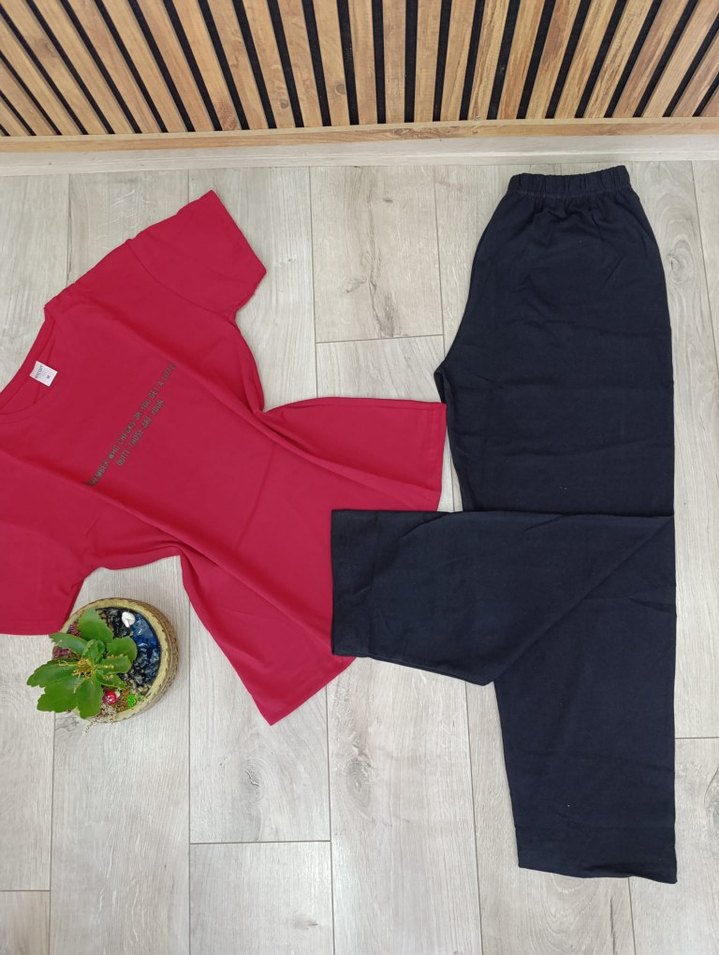 Erkek Kısa Kollu Kırmızı Pijama Takımı - Görsel 3