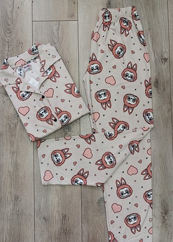 Bayan Uzun Kol Düğmeli PiJaMa TaKıMı - Görsel 3