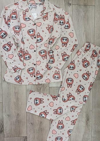 Bayan Uzun Kol Düğmeli PiJaMa TaKıMı - Görsel 2