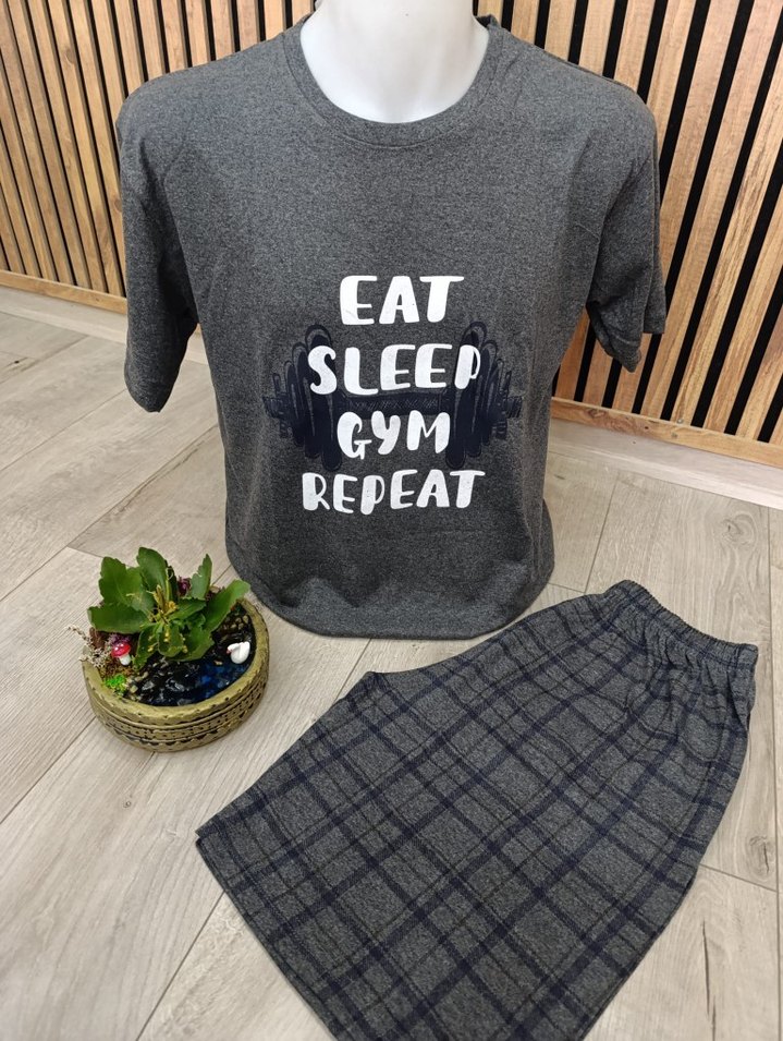 Diger Gri Kısa Kollu Erkek Pijama Takımı - Görsel 2