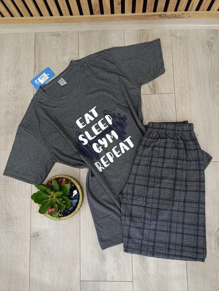 Diger Gri Kısa Kollu Erkek Pijama Takımı - Görsel 3