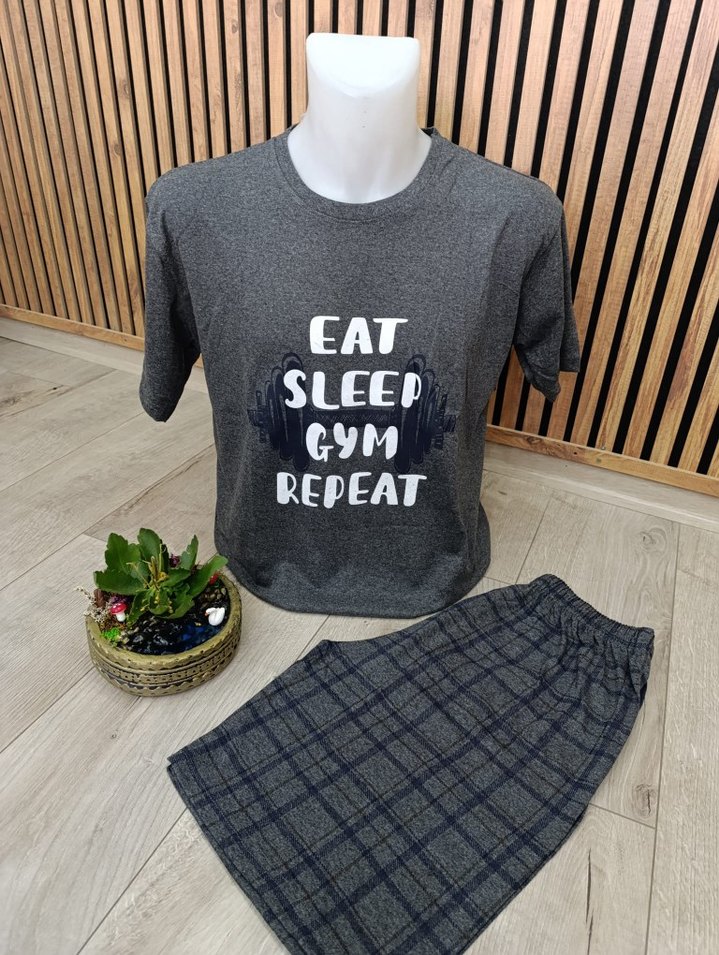 Kısa Kollu Erkek Pijama Takımı - Görsel 2